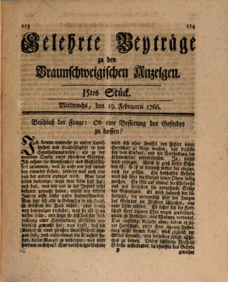 Braunschweigische Anzeigen Mittwoch 19. Februar 1766