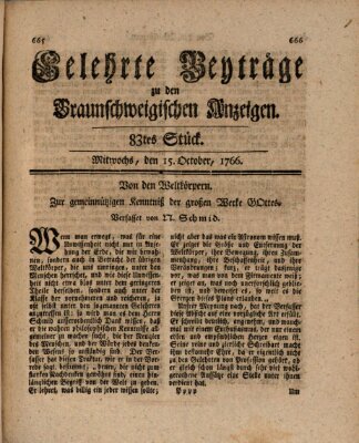 Braunschweigische Anzeigen Mittwoch 15. Oktober 1766