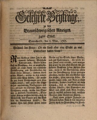 Braunschweigische Anzeigen Samstag 2. Mai 1767