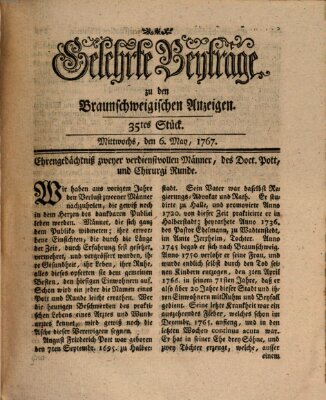 Braunschweigische Anzeigen Mittwoch 6. Mai 1767