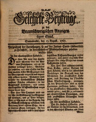 Braunschweigische Anzeigen Samstag 15. August 1767