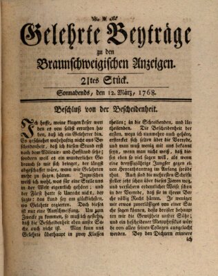 Braunschweigische Anzeigen Samstag 12. März 1768