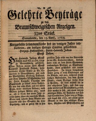 Braunschweigische Anzeigen Samstag 23. April 1768