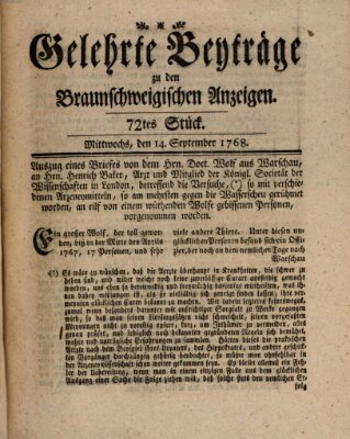 Braunschweigische Anzeigen Mittwoch 14. September 1768