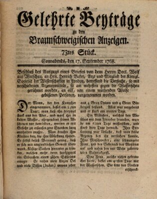 Braunschweigische Anzeigen Samstag 17. September 1768