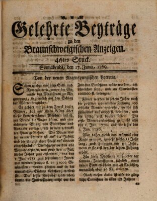 Braunschweigische Anzeigen Samstag 17. Juni 1769