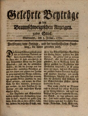 Braunschweigische Anzeigen Dienstag 3. Juli 1770