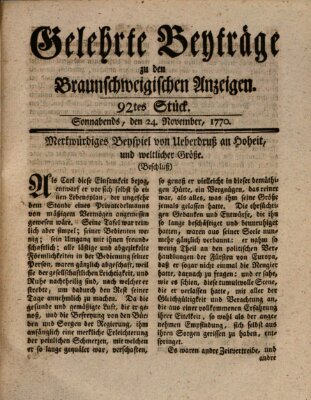 Braunschweigische Anzeigen Samstag 24. November 1770