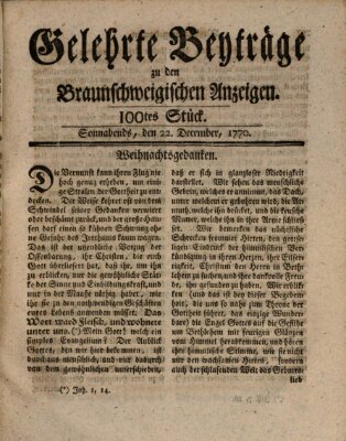 Braunschweigische Anzeigen Samstag 22. Dezember 1770