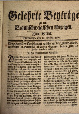 Braunschweigische Anzeigen Mittwoch 20. März 1771