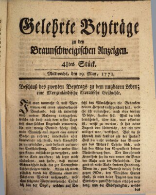 Braunschweigische Anzeigen Mittwoch 29. Mai 1771