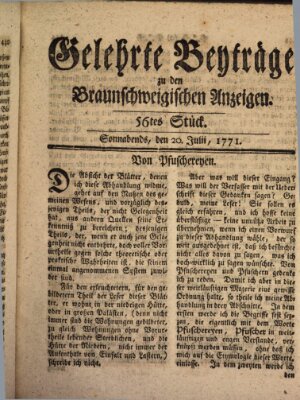 Braunschweigische Anzeigen Samstag 20. Juli 1771