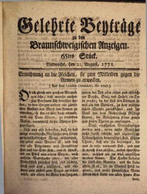 Braunschweigische Anzeigen Mittwoch 21. August 1771