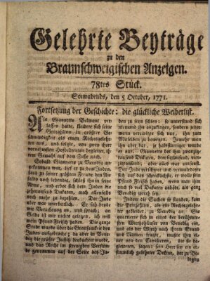 Braunschweigische Anzeigen Samstag 5. Oktober 1771