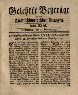 Braunschweigische Anzeigen Samstag 22. Februar 1772