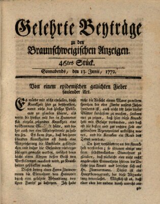 Braunschweigische Anzeigen Samstag 13. Juni 1772