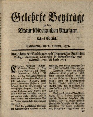 Braunschweigische Anzeigen Samstag 24. Oktober 1772
