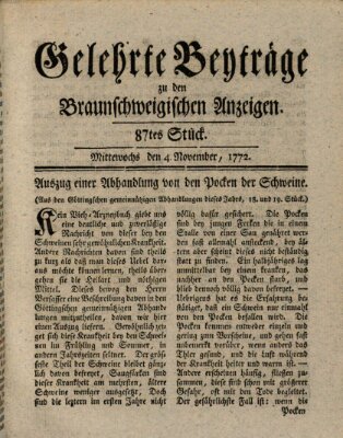 Braunschweigische Anzeigen Mittwoch 4. November 1772
