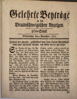 Braunschweigische Anzeigen Mittwoch 9. Dezember 1772