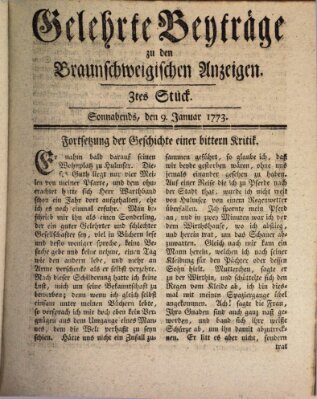 Braunschweigische Anzeigen Samstag 9. Januar 1773