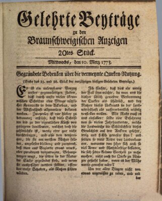Braunschweigische Anzeigen Mittwoch 10. März 1773