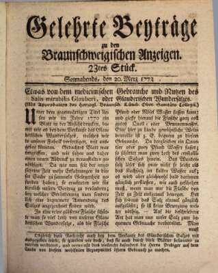 Braunschweigische Anzeigen Samstag 20. März 1773