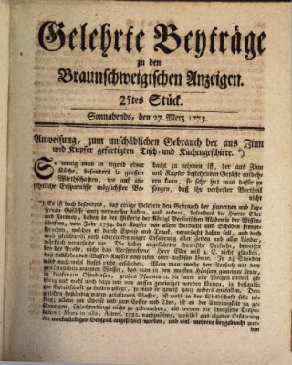 Braunschweigische Anzeigen Samstag 27. März 1773