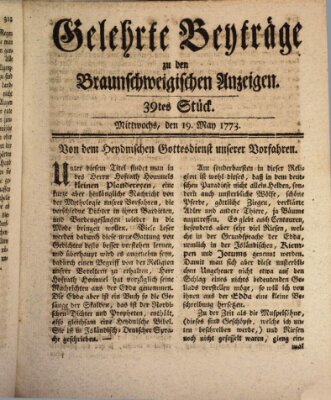 Braunschweigische Anzeigen Mittwoch 19. Mai 1773