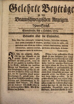 Braunschweigische Anzeigen Samstag 9. Oktober 1773