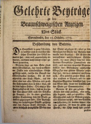 Braunschweigische Anzeigen Samstag 23. Oktober 1773