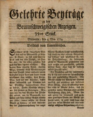 Braunschweigische Anzeigen Mittwoch 4. Mai 1774