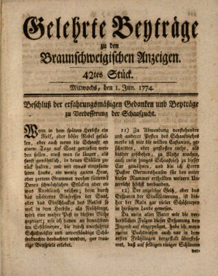 Braunschweigische Anzeigen Mittwoch 1. Juni 1774