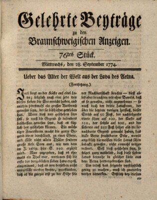 Braunschweigische Anzeigen Mittwoch 28. September 1774