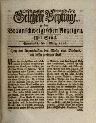 Braunschweigische Anzeigen Samstag 2. März 1776