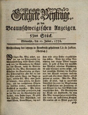 Braunschweigische Anzeigen Mittwoch 10. Juli 1776