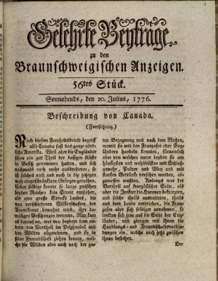 Braunschweigische Anzeigen Samstag 20. Juli 1776