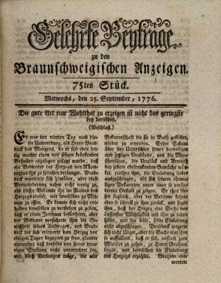 Braunschweigische Anzeigen Mittwoch 25. September 1776