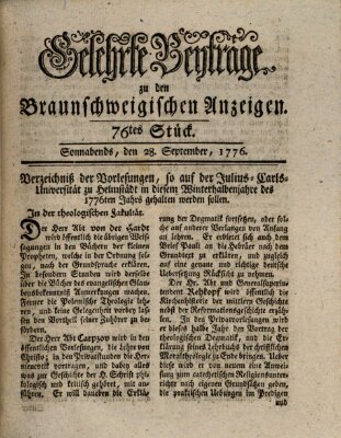 Braunschweigische Anzeigen Samstag 28. September 1776