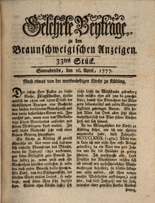 Braunschweigische Anzeigen Samstag 26. April 1777
