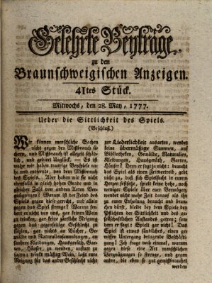 Braunschweigische Anzeigen Mittwoch 28. Mai 1777