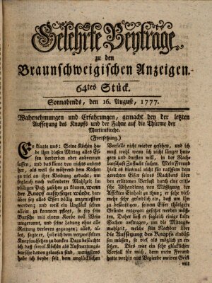 Braunschweigische Anzeigen Samstag 16. August 1777