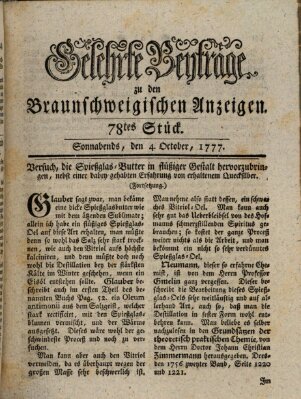 Braunschweigische Anzeigen Samstag 4. Oktober 1777