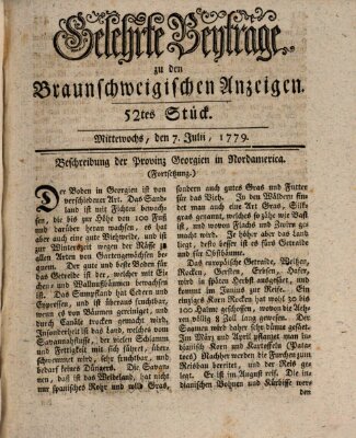 Braunschweigische Anzeigen Mittwoch 7. Juli 1779