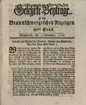 Braunschweigische Anzeigen Samstag 13. November 1779