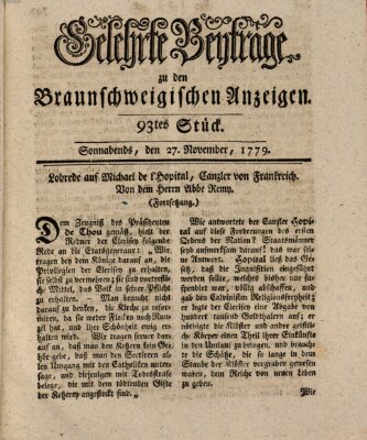 Braunschweigische Anzeigen Samstag 27. November 1779