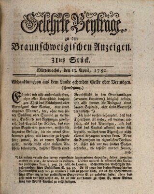 Braunschweigische Anzeigen Mittwoch 19. April 1780