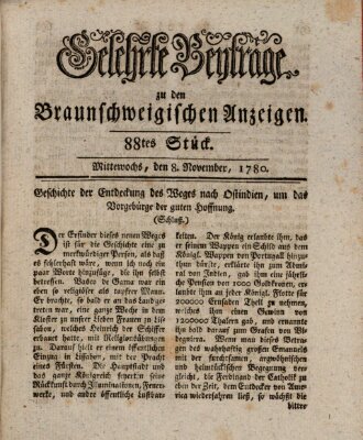 Braunschweigische Anzeigen Mittwoch 8. November 1780