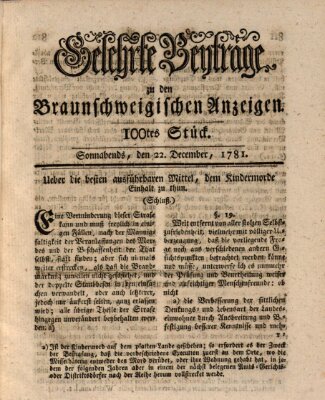 Braunschweigische Anzeigen Samstag 22. Dezember 1781