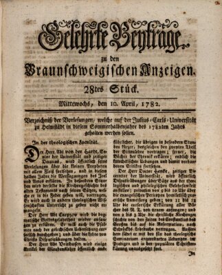 Braunschweigische Anzeigen Mittwoch 10. April 1782