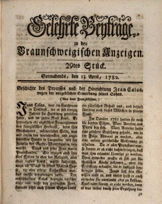 Braunschweigische Anzeigen Samstag 13. April 1782
